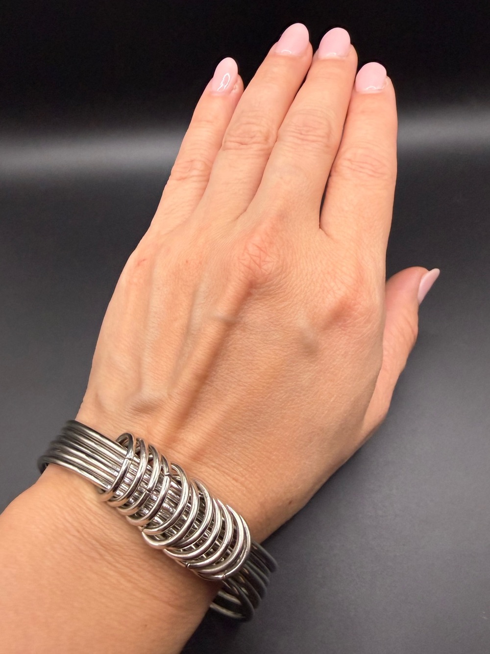 Chic Silver Tone Multi-Band Coil Bracelet